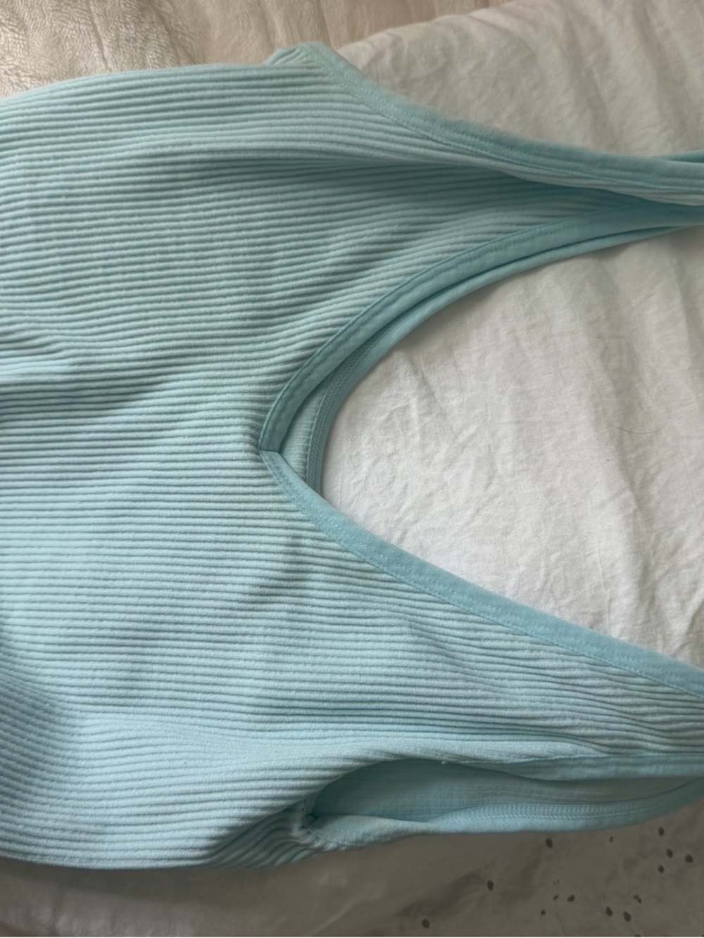 Colsie Ribbed Light Blue Tank Top - Picture 2 of 3